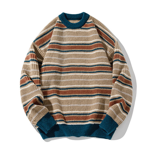 Striped Round Neck Sweater for Men