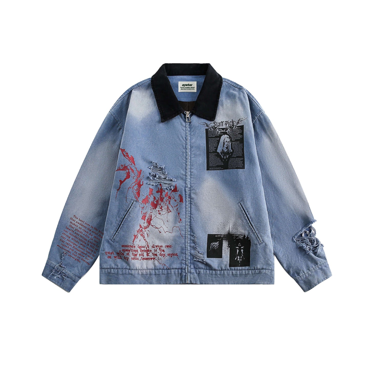 Women's Washed Denim Graffiti Jacket