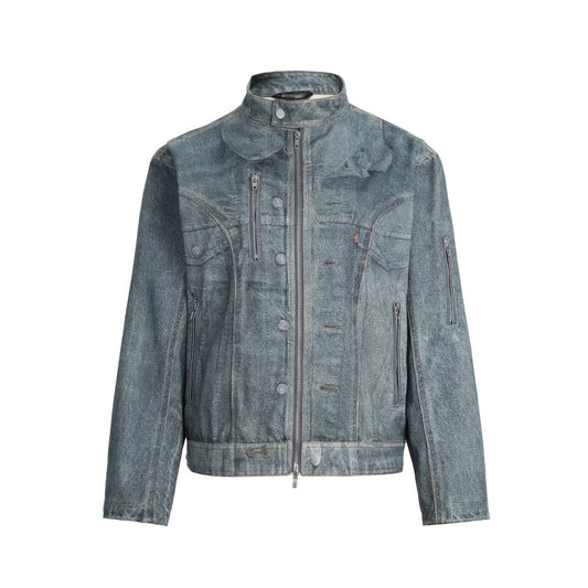 Vintage Look Denim Collar Jacket