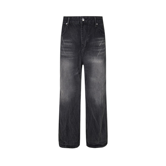 Men's Distressed Wide-Leg Denim Pants
