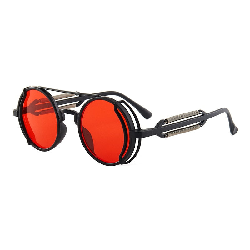 Retro Steampunk Sunglasses - UV400 Protection - Round Metal Frame