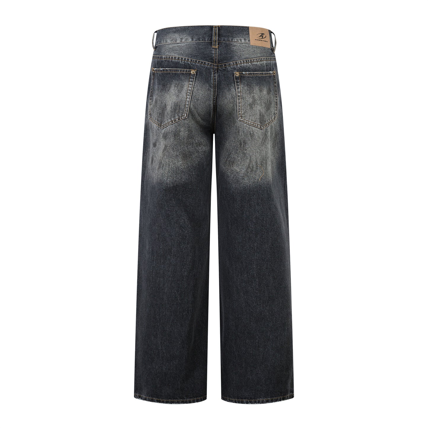 Premium Washed Black Straight Leg Jeans