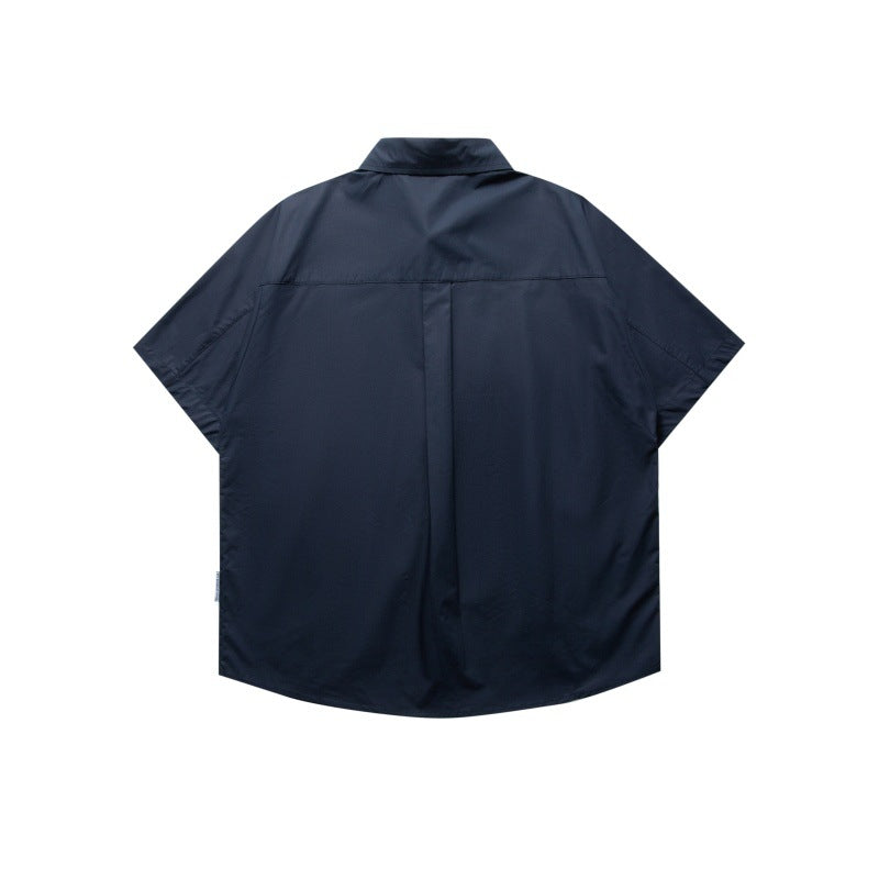 Solid Color Short Sleeve Loose Fit Shirt for Men