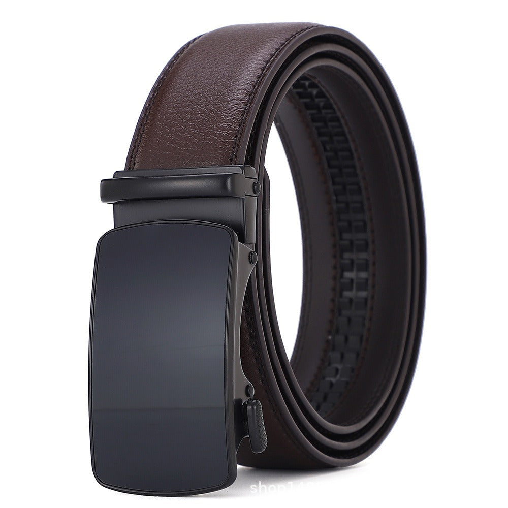 Men's High-End Automatic Buckle Two-Layer Cowhide Trendy New Belt