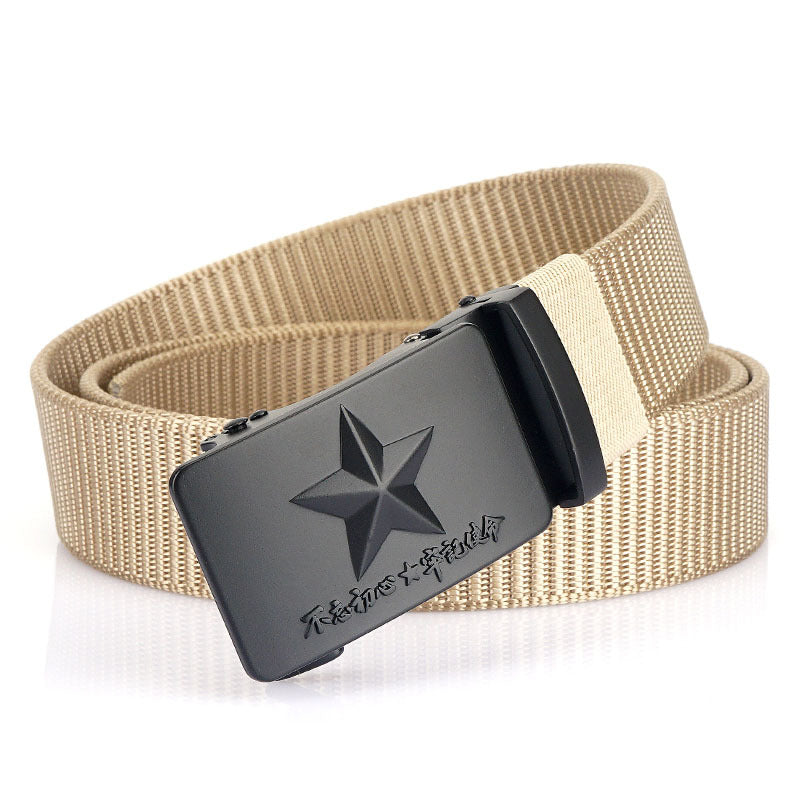 Men's Canvas Automatic Buckle Wide Belt