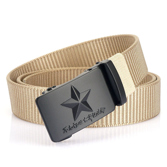 Men's Canvas Automatic Buckle Wide Belt