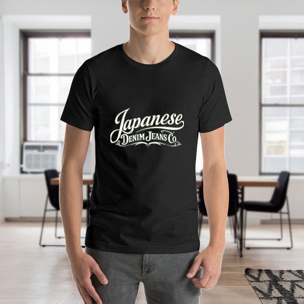 Japanese Denim Jeans Co. Men's Short Sleeve Cotton T-Shirt - Black