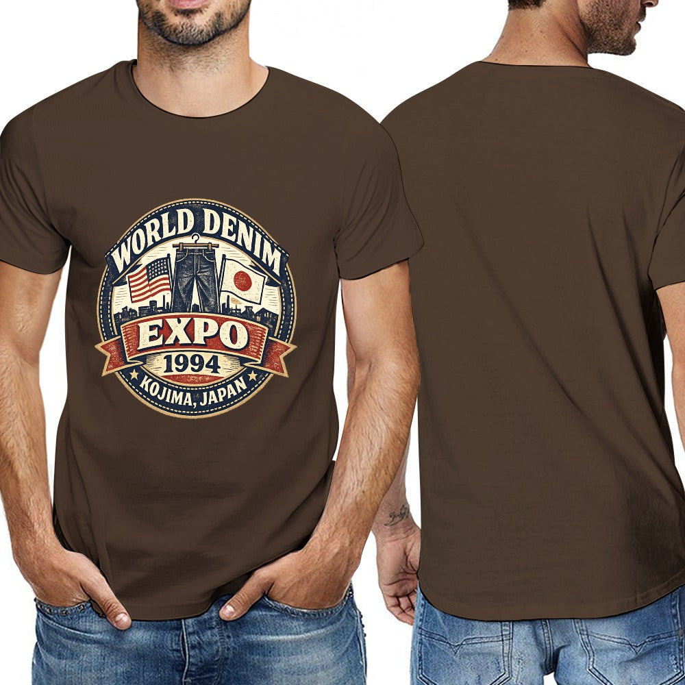 World Denim Expo 1994 Short Sleeve Cotton T Shirt - Brown