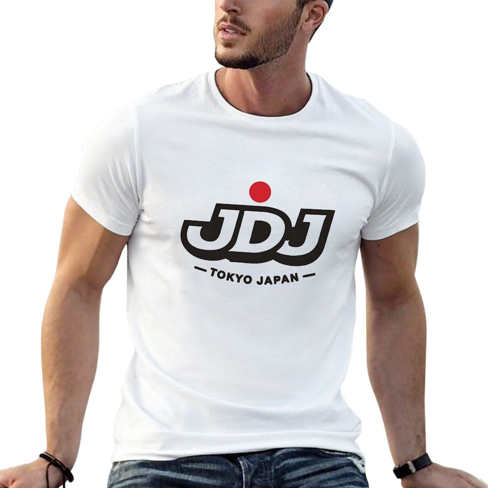 JDJ Logo Men's White Cotton Short Sleeve T Shirt