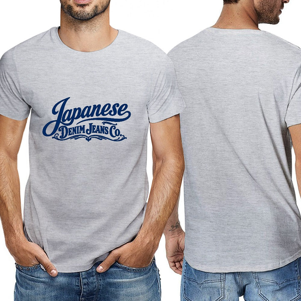 Japanese Denim Jeans Co. Men's Short Sleeve Cotton T-Shirt - Light Gray