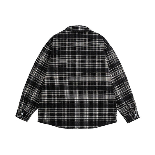 Black and White Checkered Patchwork Casual Shirt