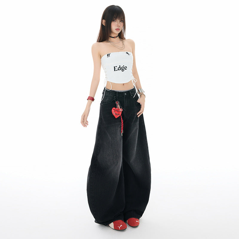 Women's Washed Tapered Denim Pants – Casual & Versatile