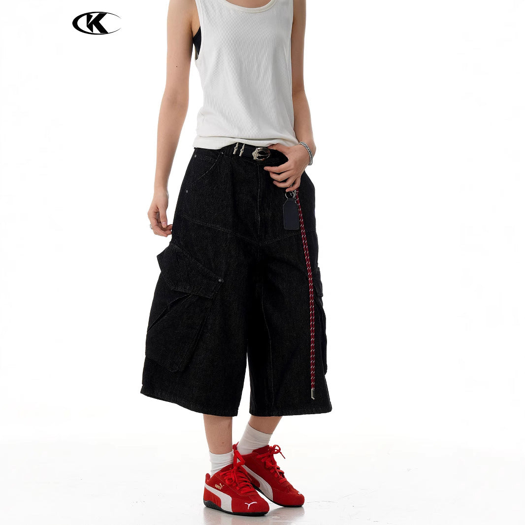 Unisex Straight Fit Denim Pants with Multiple Pockets