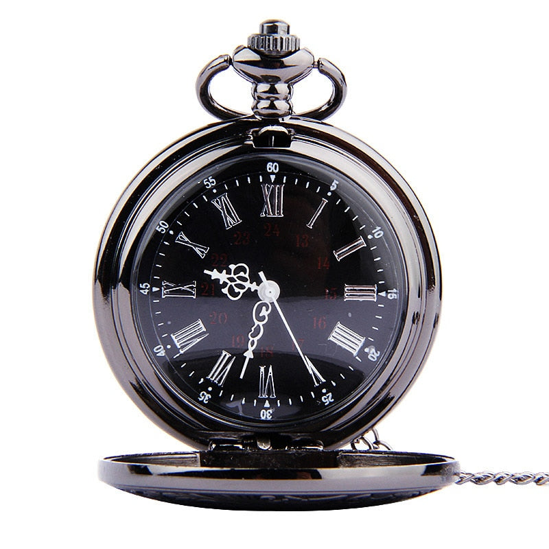 Vintage Pocket Watch with Roman Numerals - Quartz Clock with Chain - Antique Jewelry Pendant Necklace