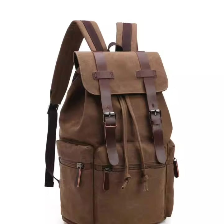 Durable Canvas Laptop Backpack Large Capacity Travel Bag