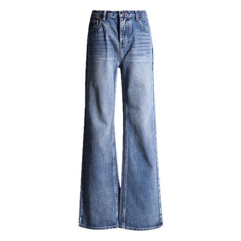 Retro Low-Waist Straight Leg Jeans for Women – Loose Slim Design