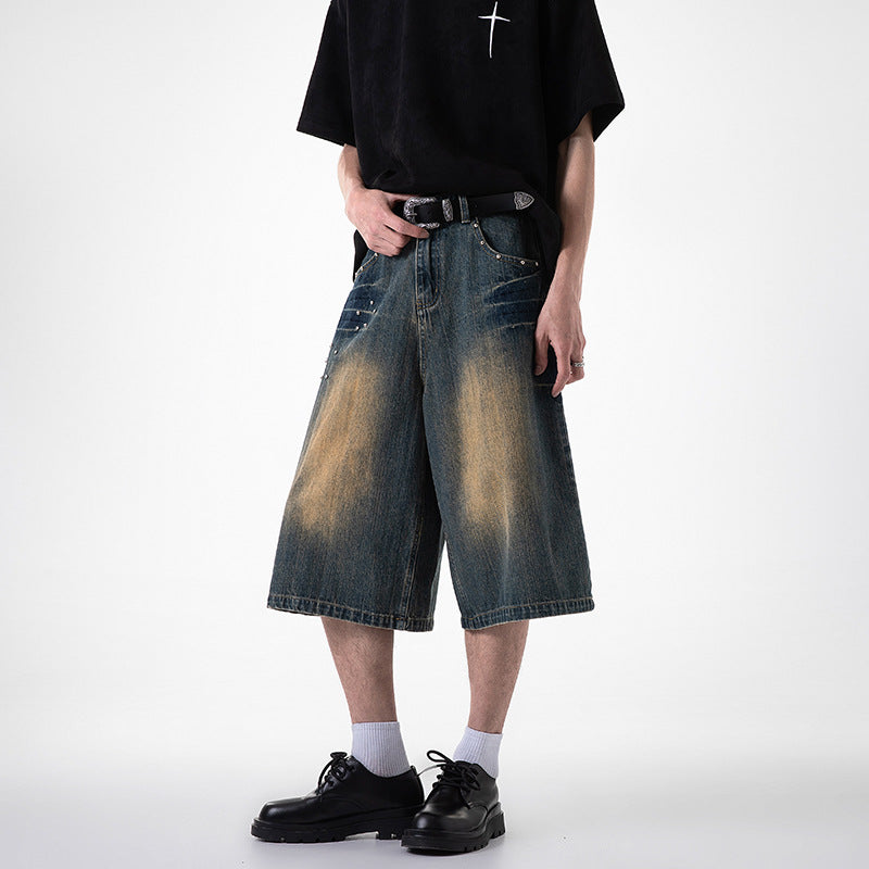 Wide Leg Cropped Jeans with Willow Nails - Casual Straight Leg Pants