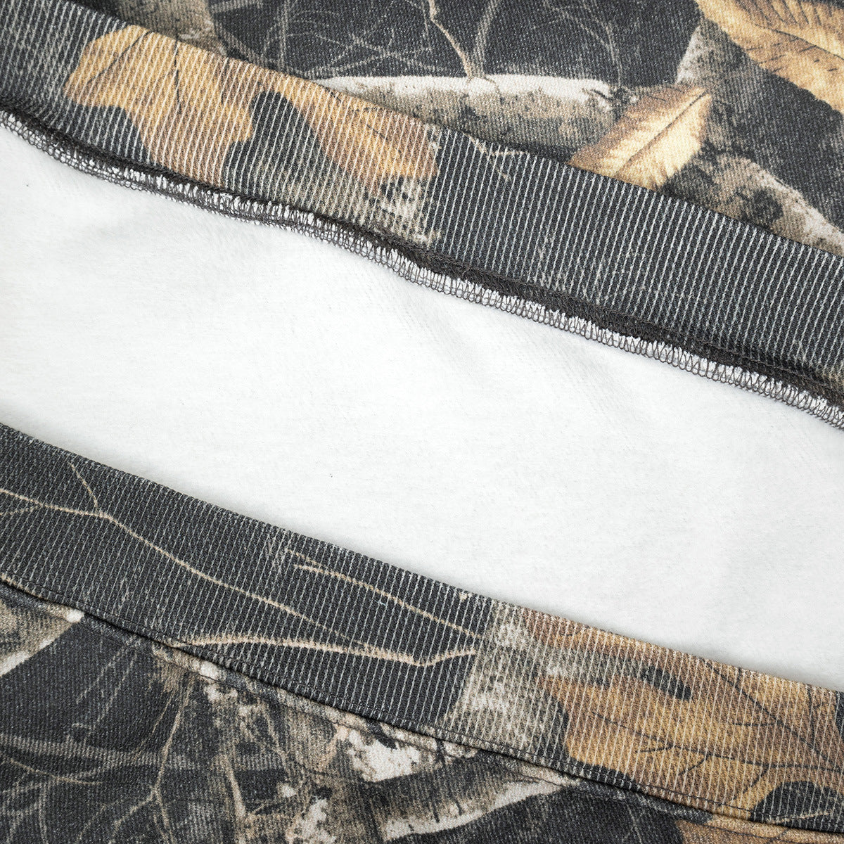 Hoodie with Tree Camouflage Print Fleece-Lined