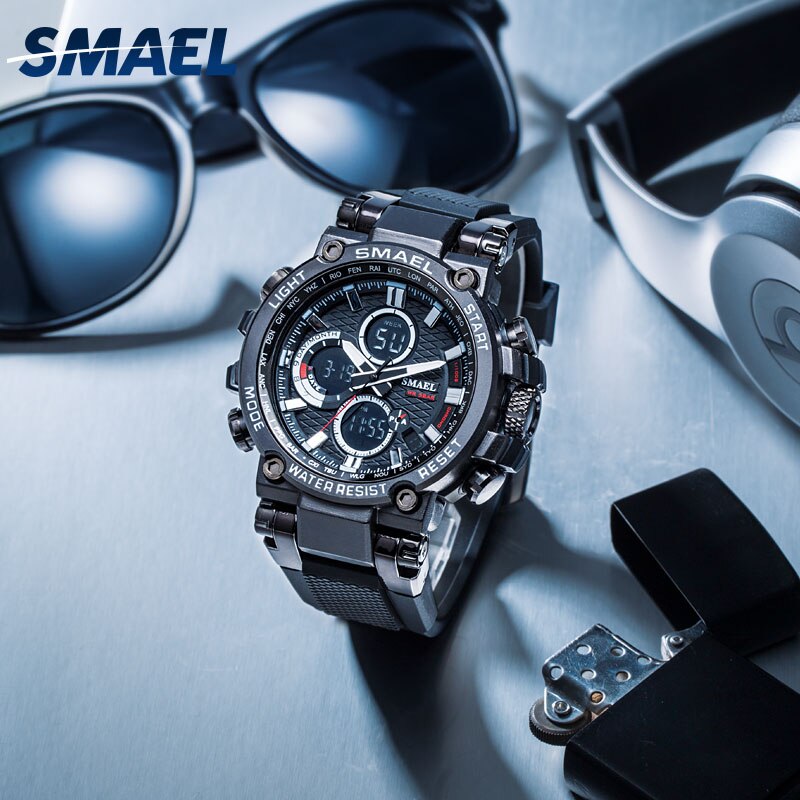 Men's Sport Watches - Digital Double Time Chronograph - LED Display