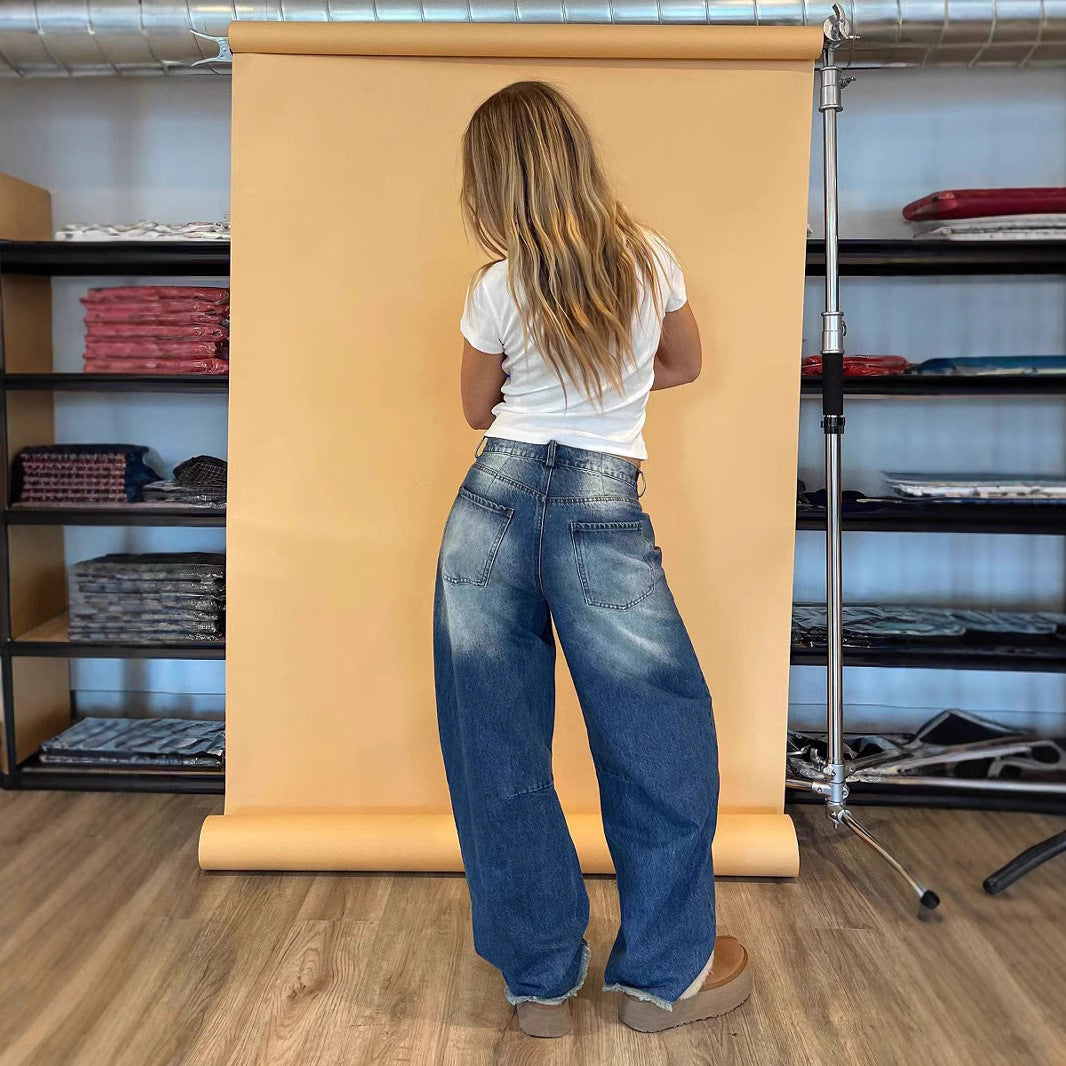 Loose High Waisted Wide Leg Mop Jeans