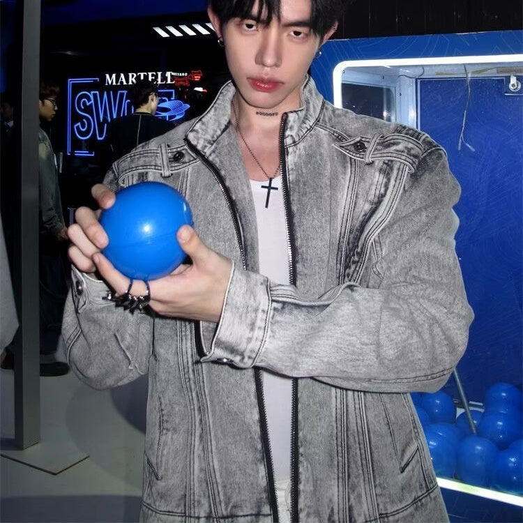 Heavy Industry Spliced Short Denim Jacket