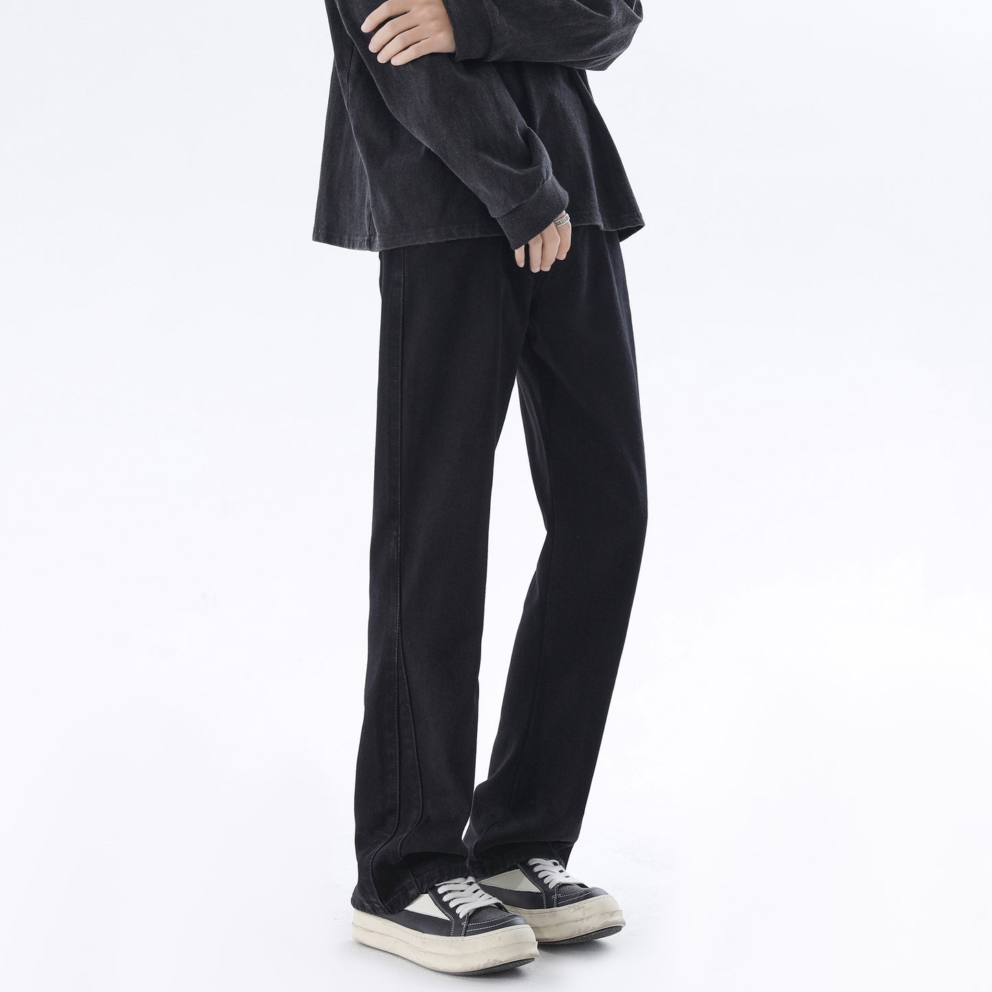 Men's Loose Fit Stylish Slimming Wide Leg Straight Denim Trousers