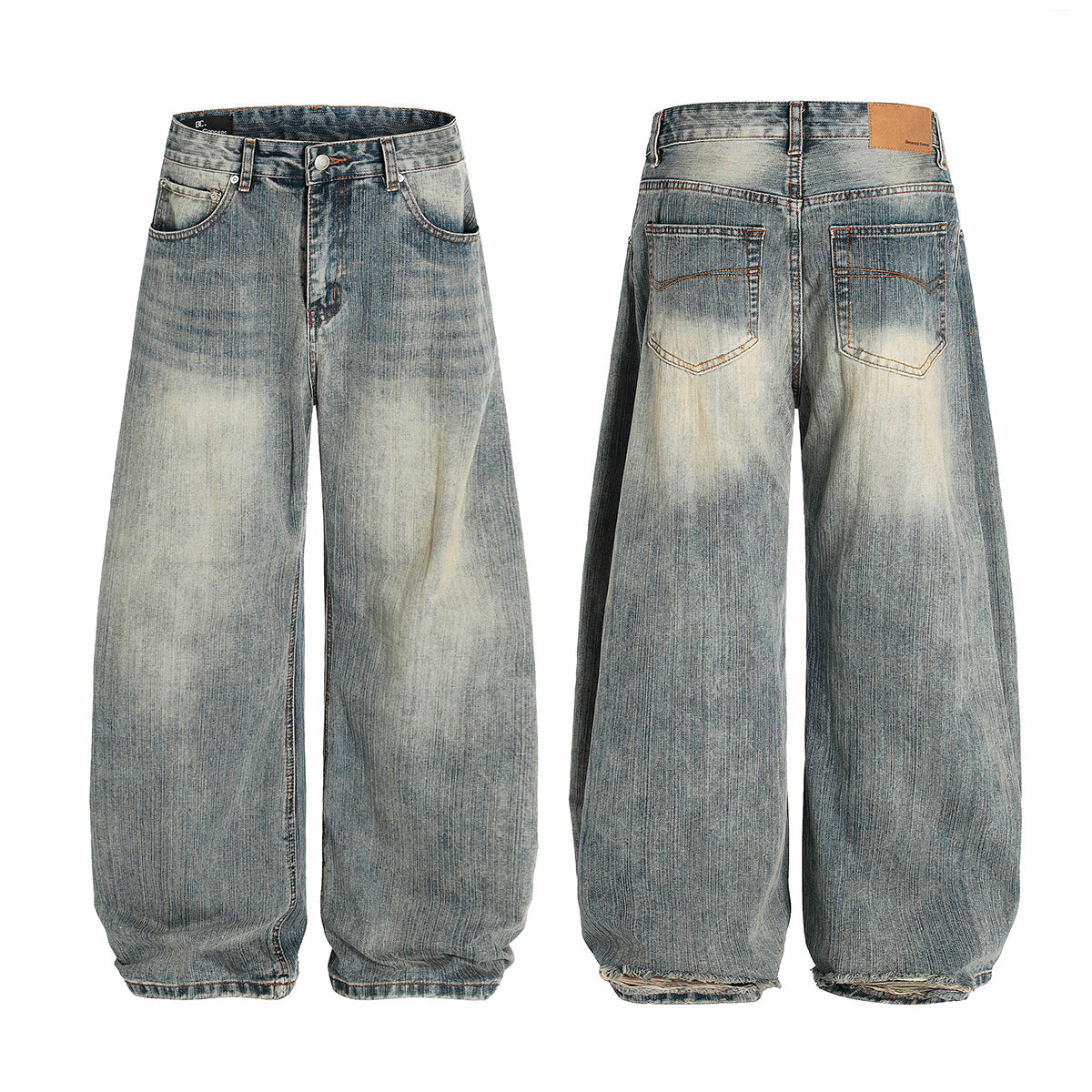 Curved Knife Retro Washed Cowboy Vibe Wide Leg Pants