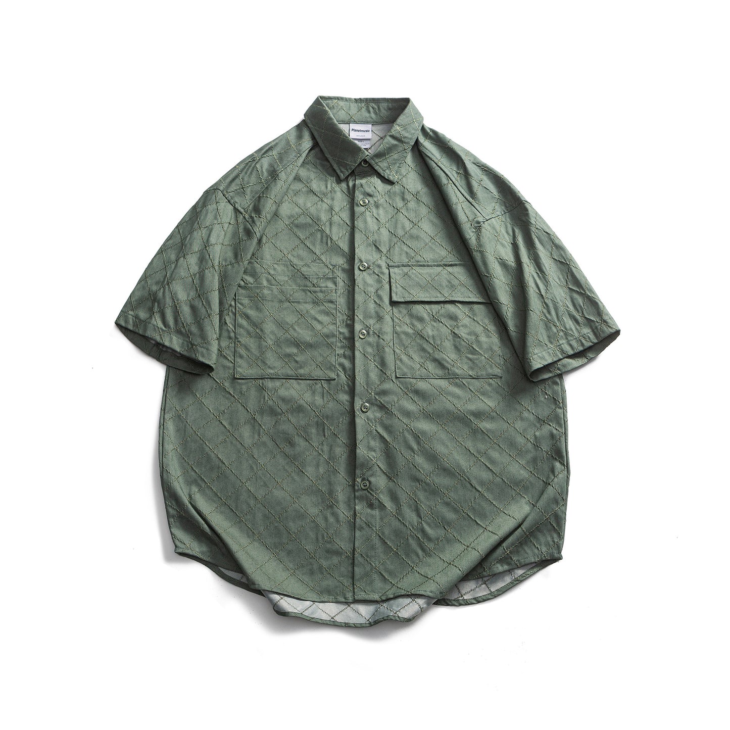 Loose Checkered Embroidered Short Sleeved Shirt