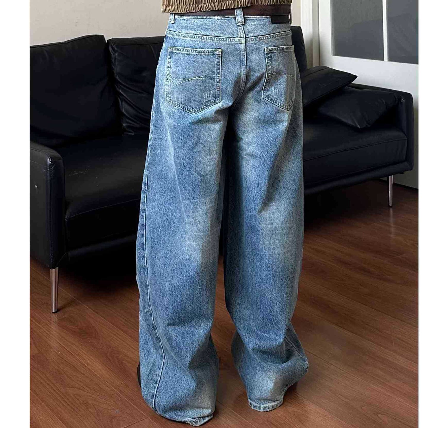 Hole Loose Tapered Wide Leg Jeans for Men and Women