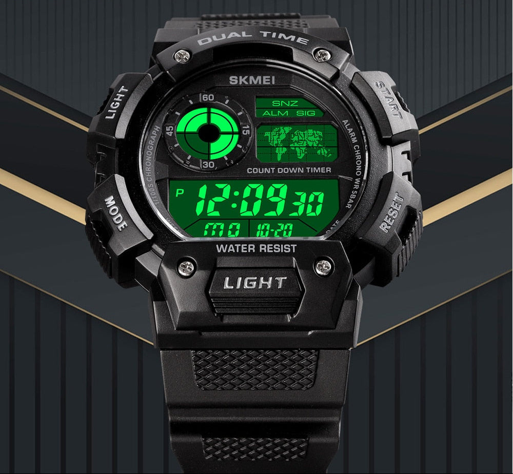 Men's Digital Watch with Light Up Display - Waterproof