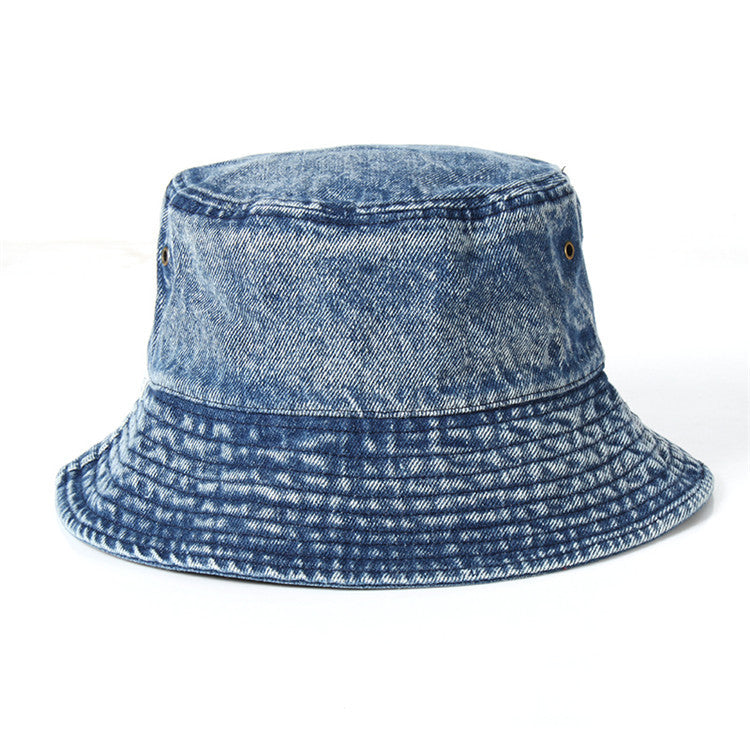 Vintage Washed Denim Fisherman Hat for UV Protection