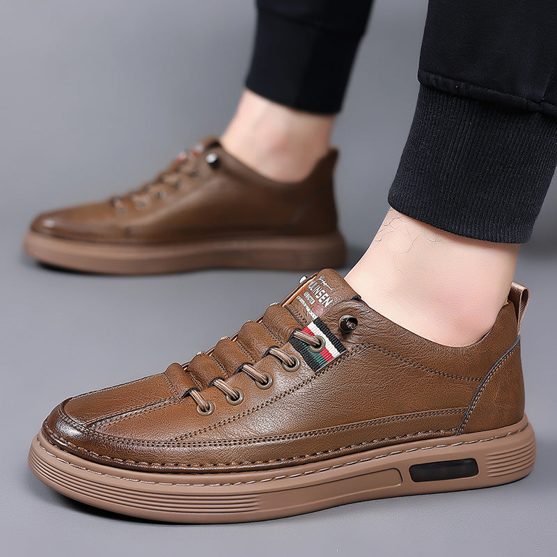 Versatile Men's Casual Shoes - Leather Soft Soled Breathable Board Shoes