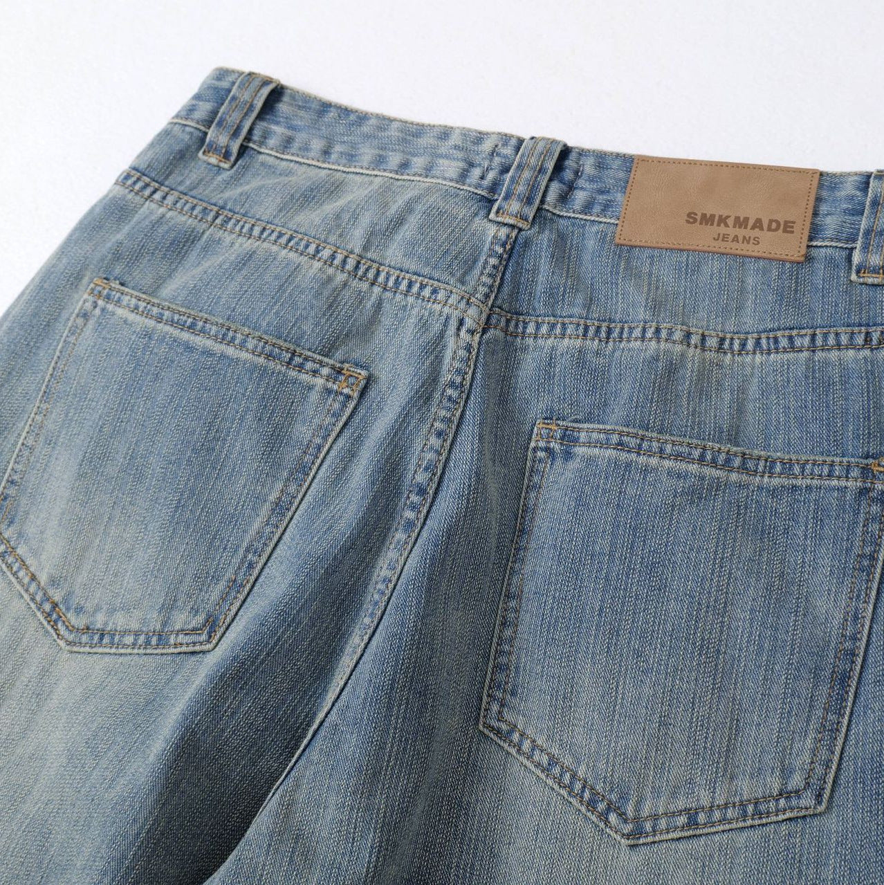 High-Street Unique Design Slub Denim Long Pants