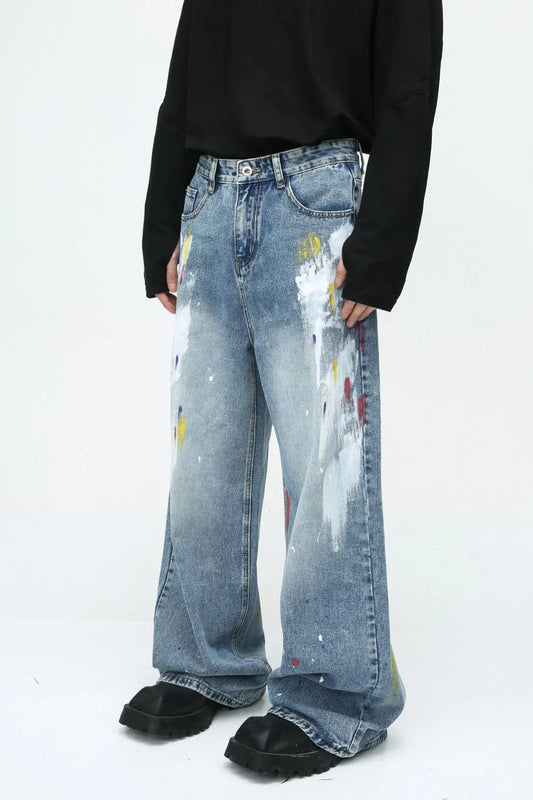 Premium Painting Jeans with Pockets - Japanese Denim