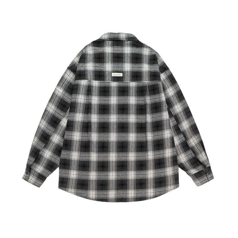 Pocket Design High-Grade Loose Plaid Shirt Men