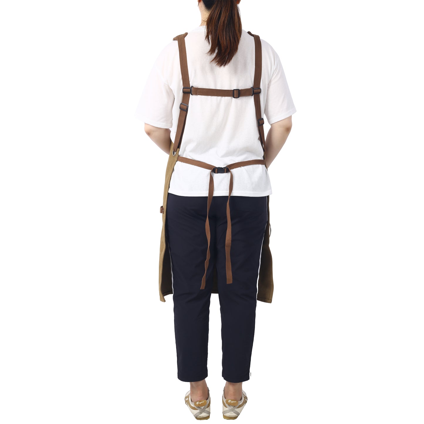 Long Heavy Duty Canvas Tool Apron, Fully Adjustable Carpenter Apron