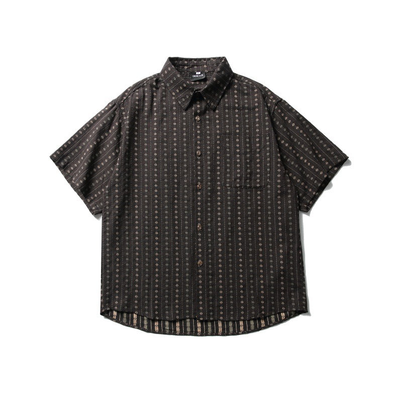 Loose-Fit Short-Sleeve Striped Shirt for Men