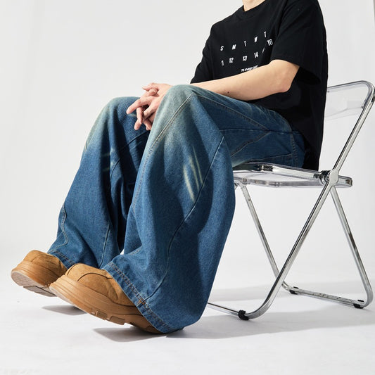 Loose and Clean Fit Curved Knife Versatile Straight Leg Pants