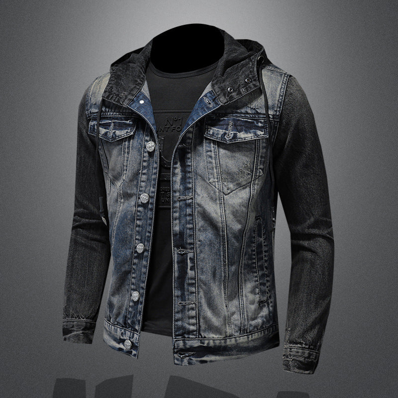 Hooded Denim Jacket for Men - Spring Casual Oversized Fit Coat
