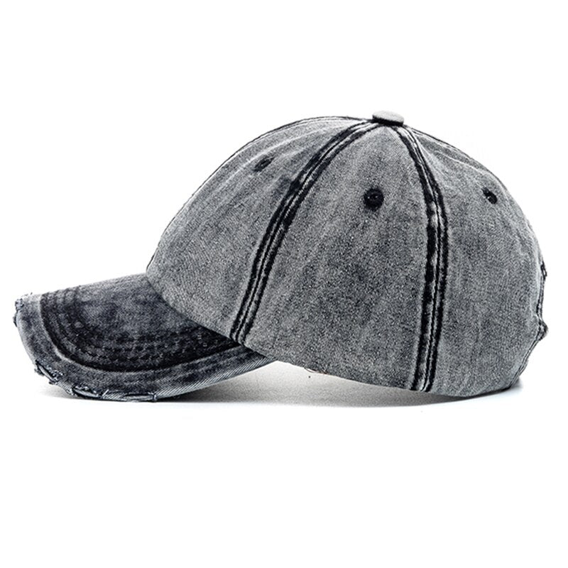 High-Quality Unisex Washed Cotton Baseball Cap - Adjustable Denim Hat for Casual Outdoor Fashion