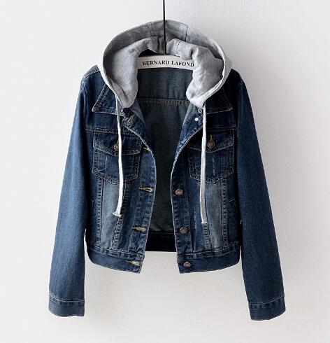 5XL Plus Size Women's Denim Jacket with Hoodie - Vintage Boyfriend Style Outerwear