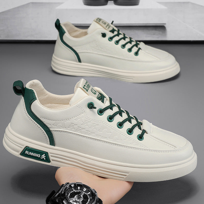 Men's Pilot Casual Sports Flat Shoes - Anti-Slip Waterproof White Leather