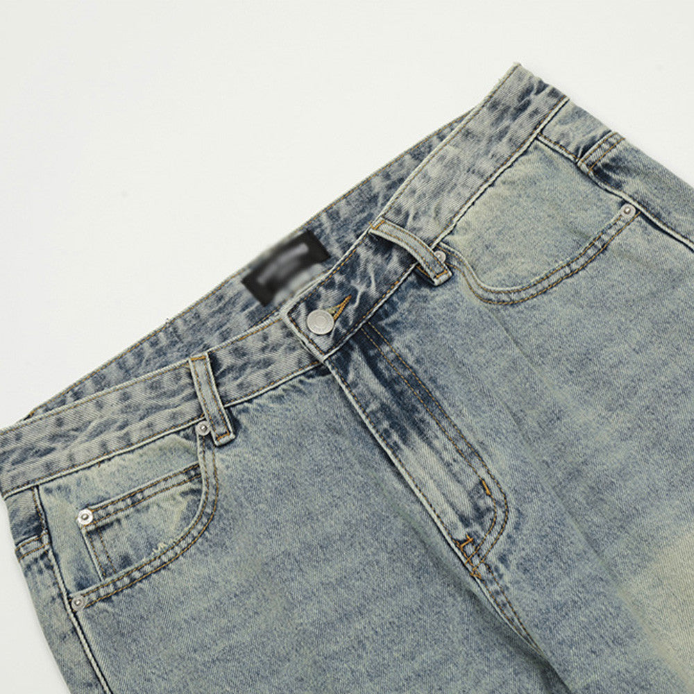 Men's Vintage Distressed Denim Flare Pants