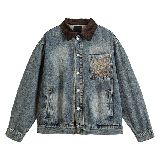 Detroit Denim Jacket Original Design Khaki Trendy Outerwear for Couples