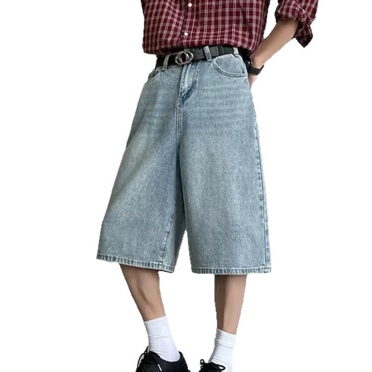 Loose Fit White Denim Casual Pants