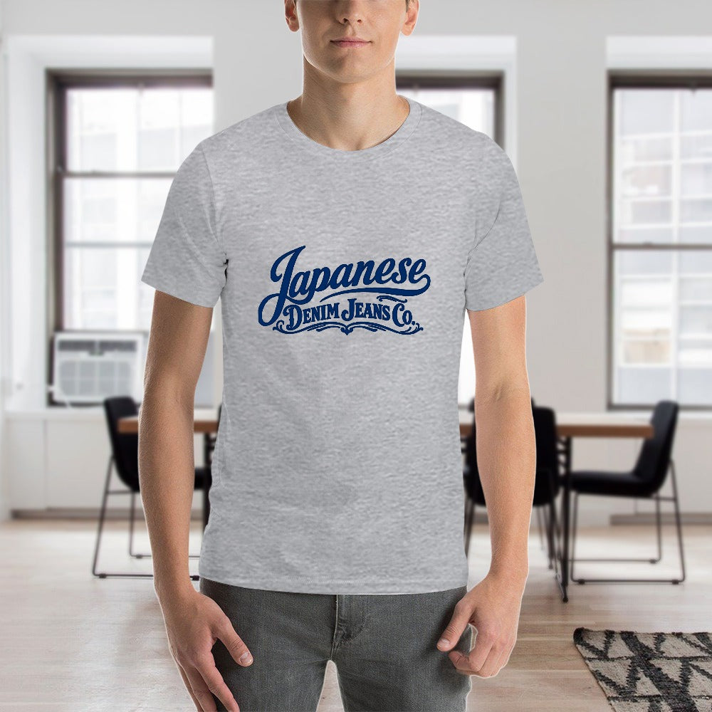 Japanese Denim Jeans Co. Men's Short Sleeve Cotton T-Shirt - Light Gray