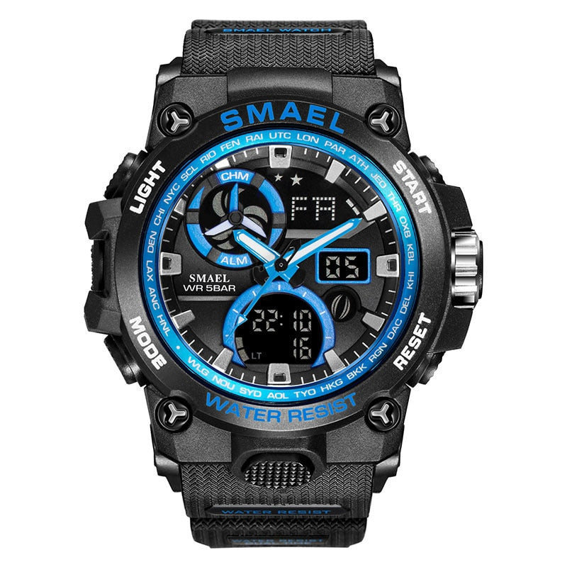 Men's Rugged Waterproof Sports Watch w/Dual Time