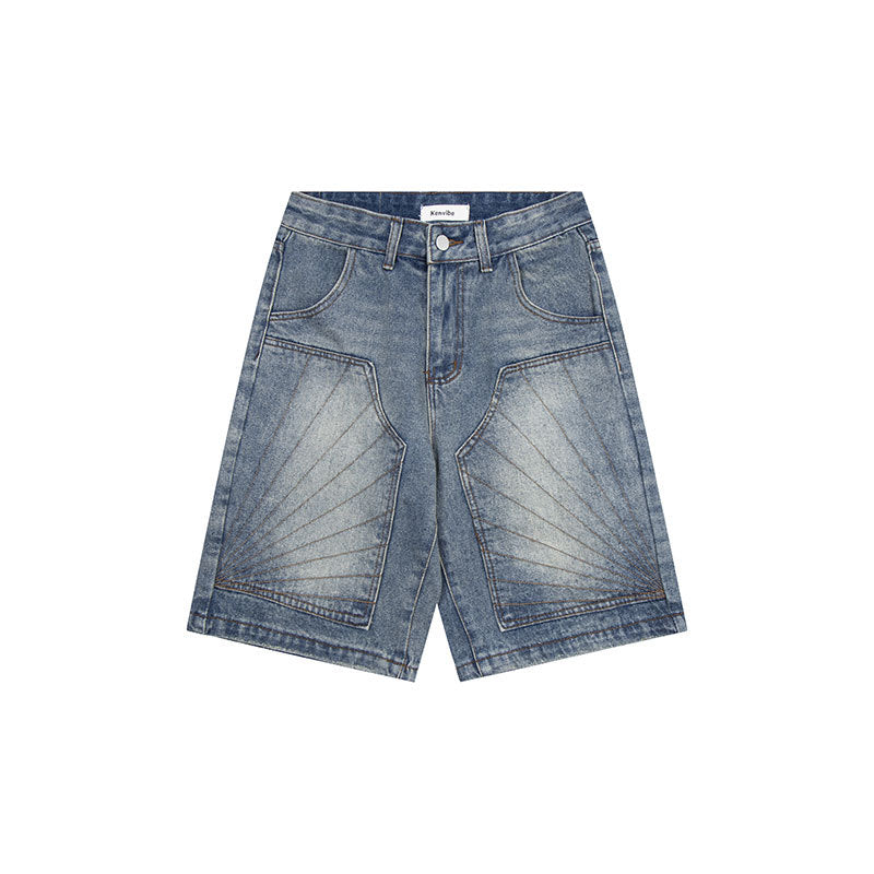 Premium Washed Straight Leg Denim Shorts for Modern Streetwear