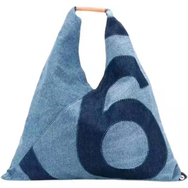Denim Tote Bag - Large Stylish Commuter Shoulder Bag