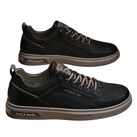 Men's Thick Soled Faux Leather Casual Sneakers